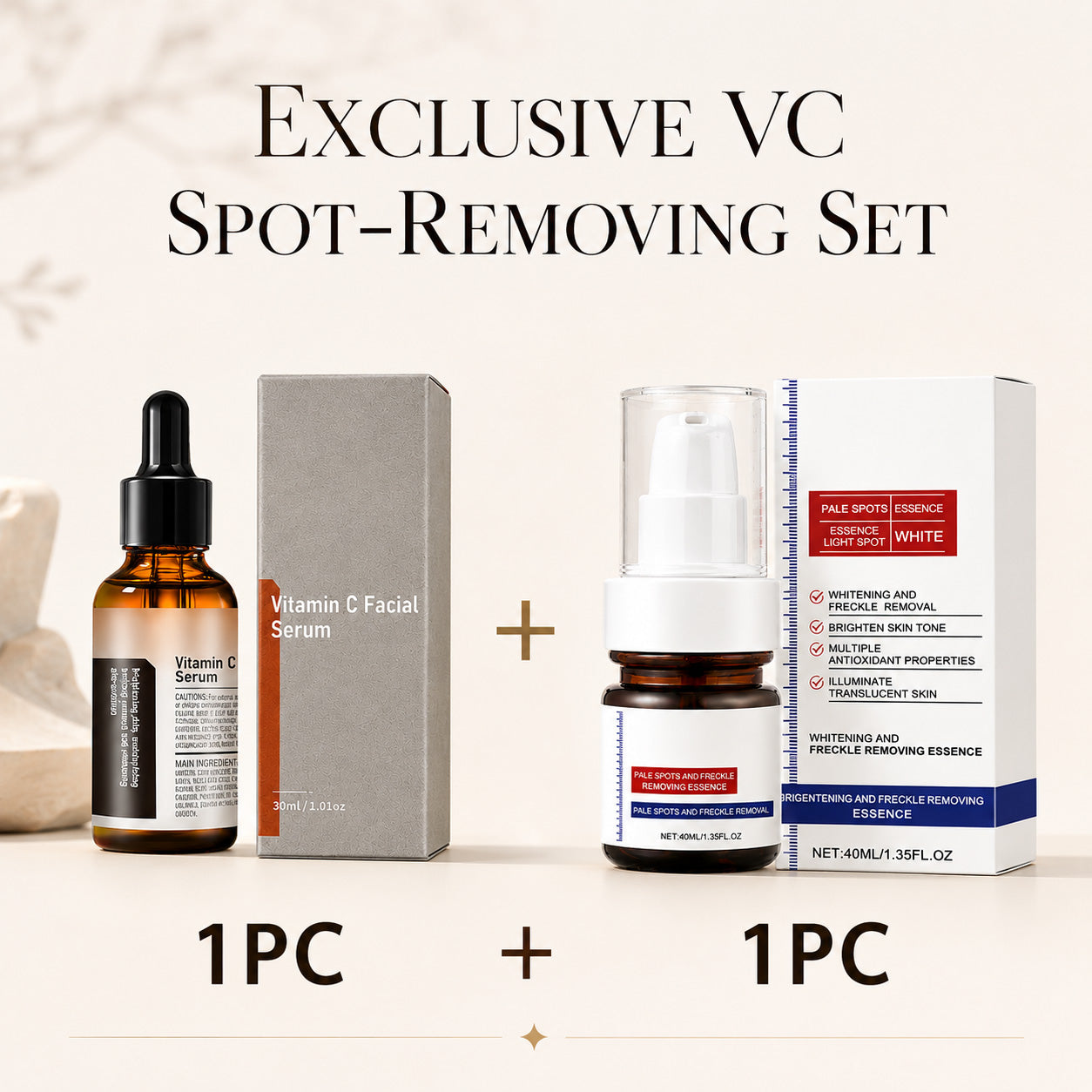 【Recomendado por dermatólogos】 Set de Crema Blanqueadora y Correctora de Manchas de Vitamina C