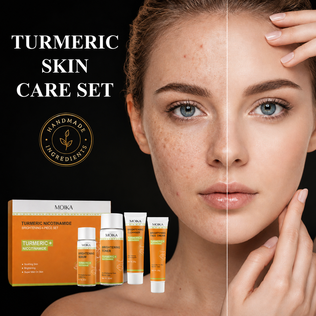 Nicotinamide Skincare Set (4-Piece) | Dark Spot Corrector, Glow & Soothing Face Kit for Uneven Skin Tone